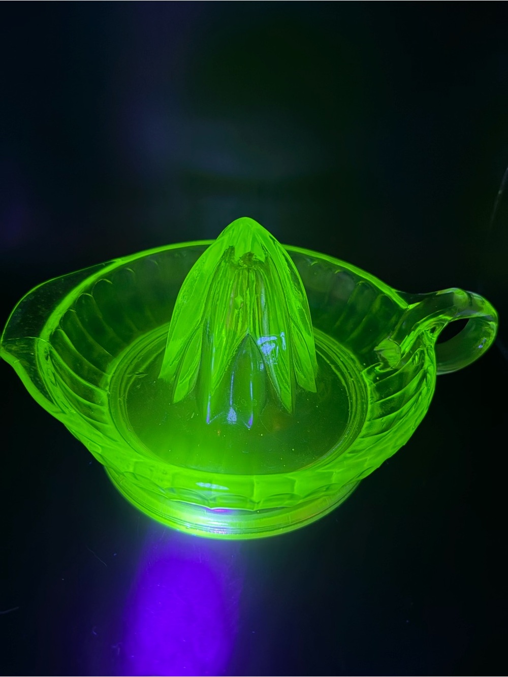 Vaseline Green Uranium Glass Reamer Juicer